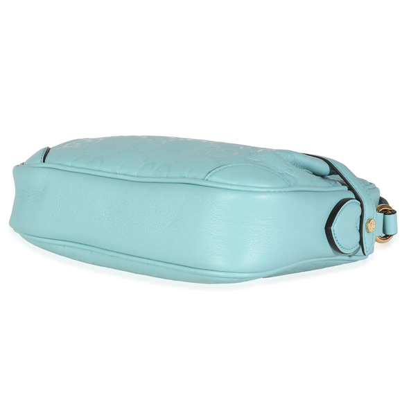 GUCCI Blue Wonka Grain Calfskin GG Monogram Star Embossed Crossbody - Picture 7 of 8
